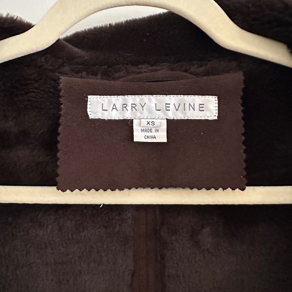Larry Levine Chocolate Brown Faux Suede / Shearling Zip Toggle Buttons Sz XS - Picture 7 of 12